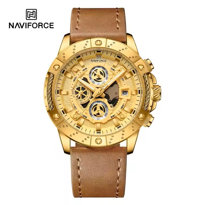 ساعت مچی مردانه نیوی فورس مدل NAVIFORCE 8055 - طلایی قهوه ای
