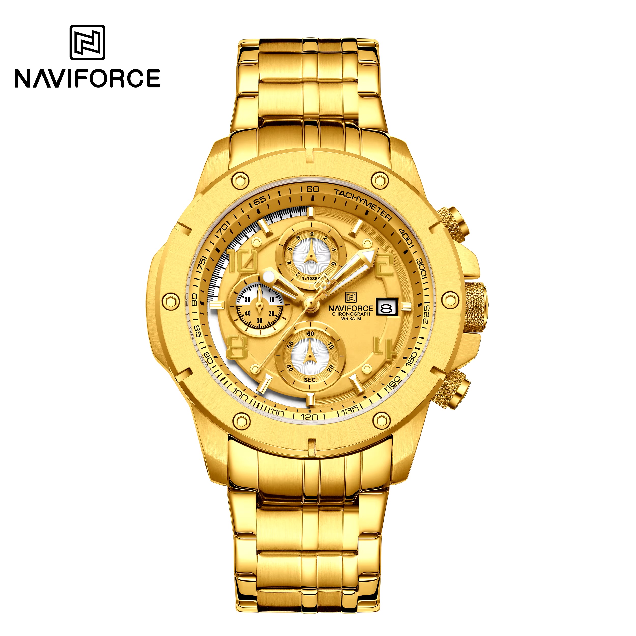 ساعت مچی مردانه نیوی فورس مدل NAVIFORCE 8056 - طلایی