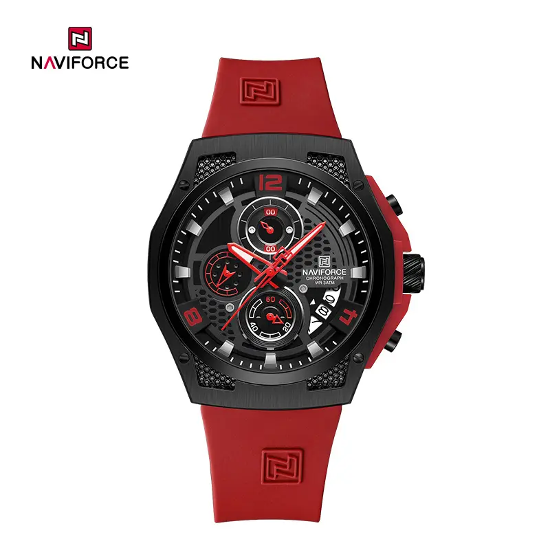 ساعت مچی مردانه نیوی فورس سیلیکونی مدل NAVIFORCE 8051 - مشکی قرمز