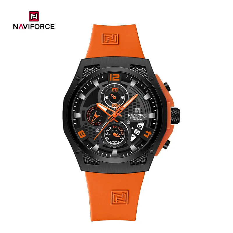 ساعت مچی مردانه نیوی فورس سیلیکونی مدل NAVIFORCE 8051 - مشکی نارنجی
