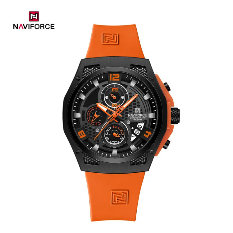 ساعت مچی مردانه نیوی فورس سیلیکونی مدل NAVIFORCE 8051 - مشکی نارنجی