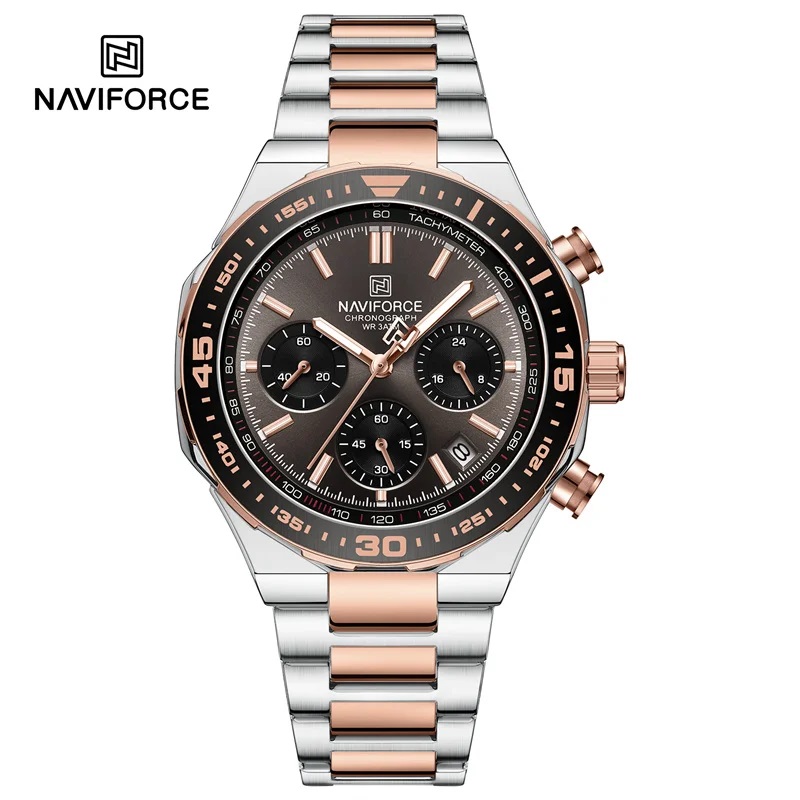 ساعت مچی مردانه نیوی فورس مدل NAVIFORCE 8049 - رزگلد نقره ای