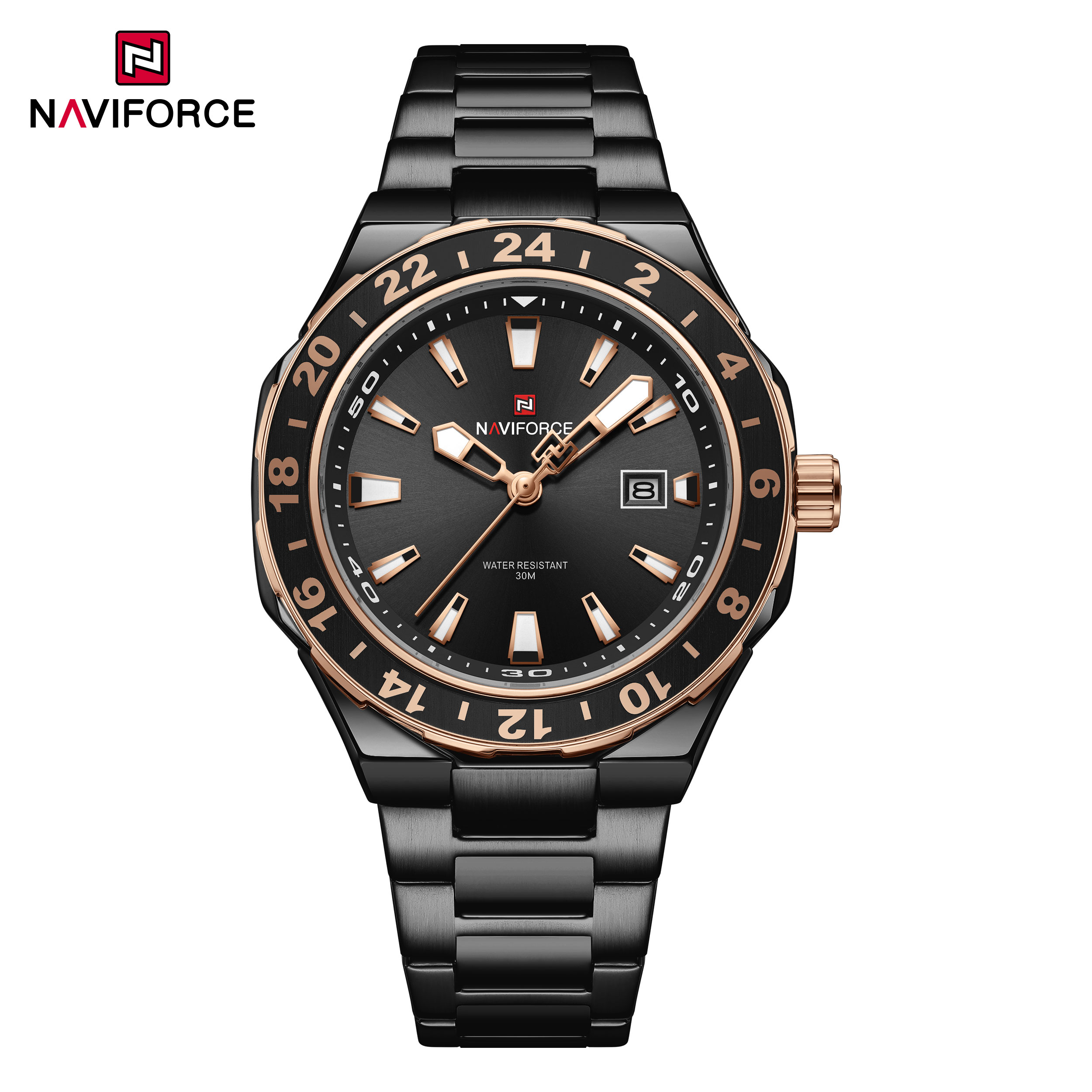ساعت مچی مردانه نیوی فورس مدل NAVIFORCE 9249 - مشکی رزگلد