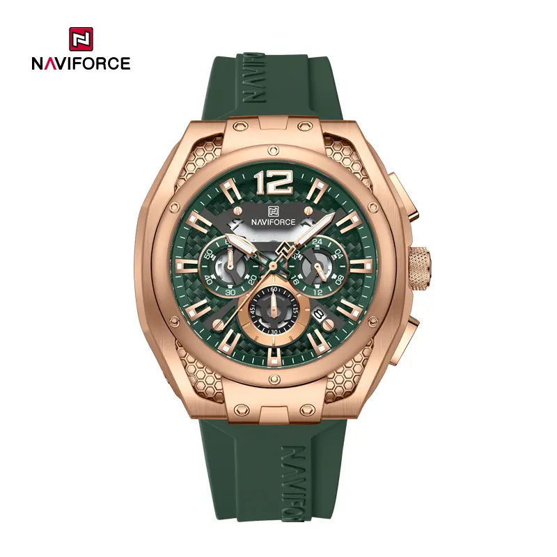 ساعت مچی مردانه نیوی فورس مدل NAVIFORCE 8063 - رزگلد سبز