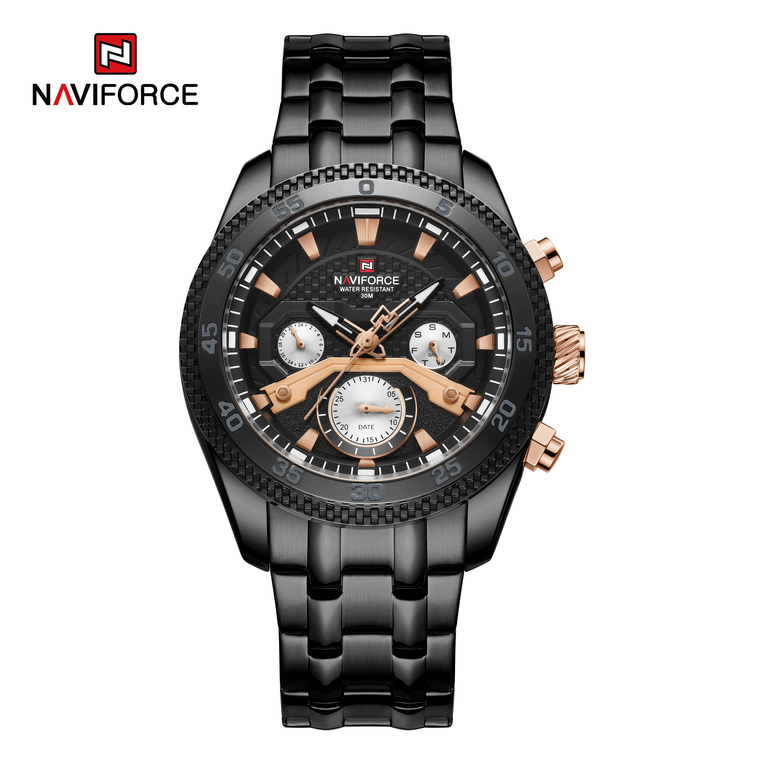 ساعت مچی مردانه نیوی فورس استیل مدل Naviforce 9222 - مشکی مشکی