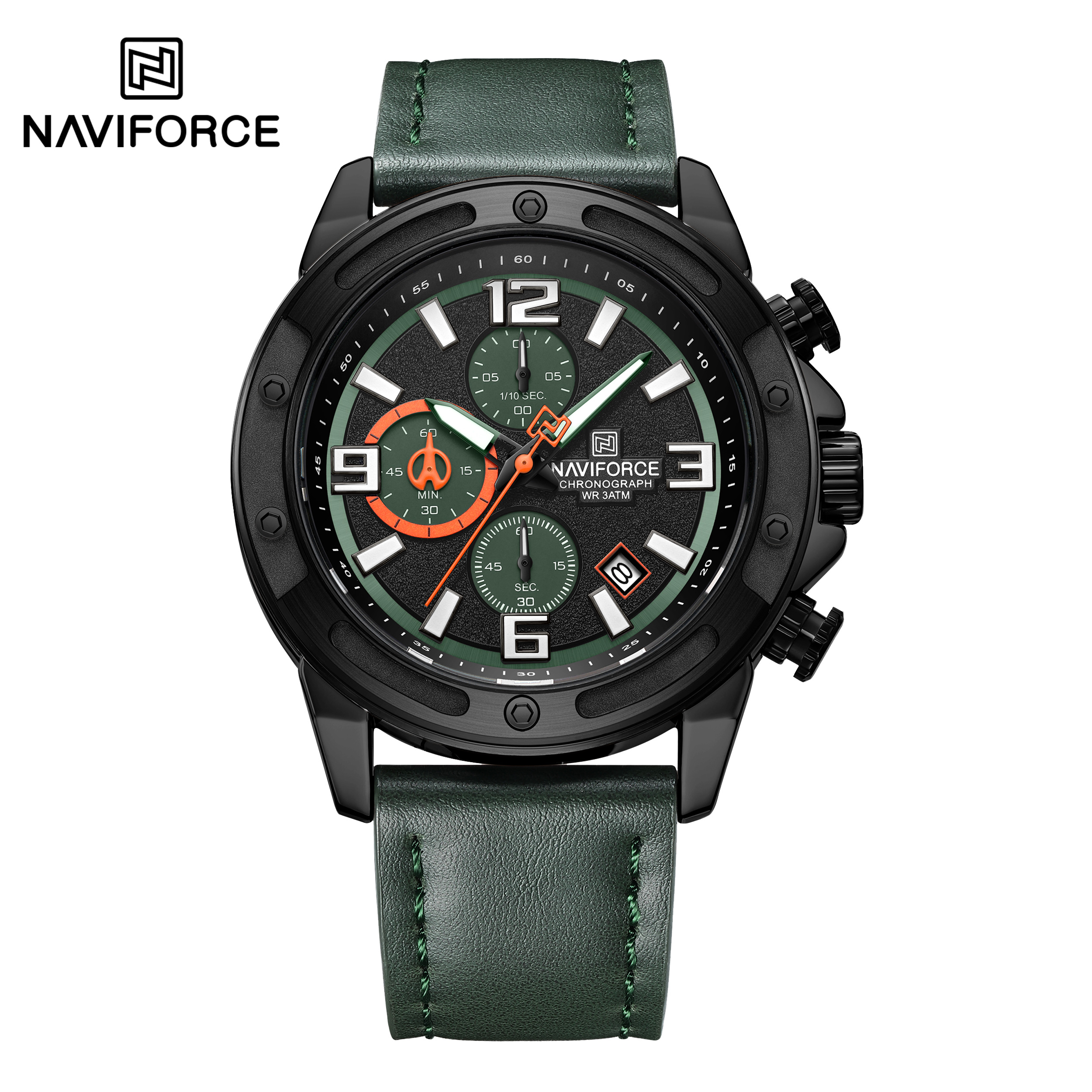 ساعت مچی مردانه نیوی فورس چرمی مدل NAVIFORCE 8074 - سبز