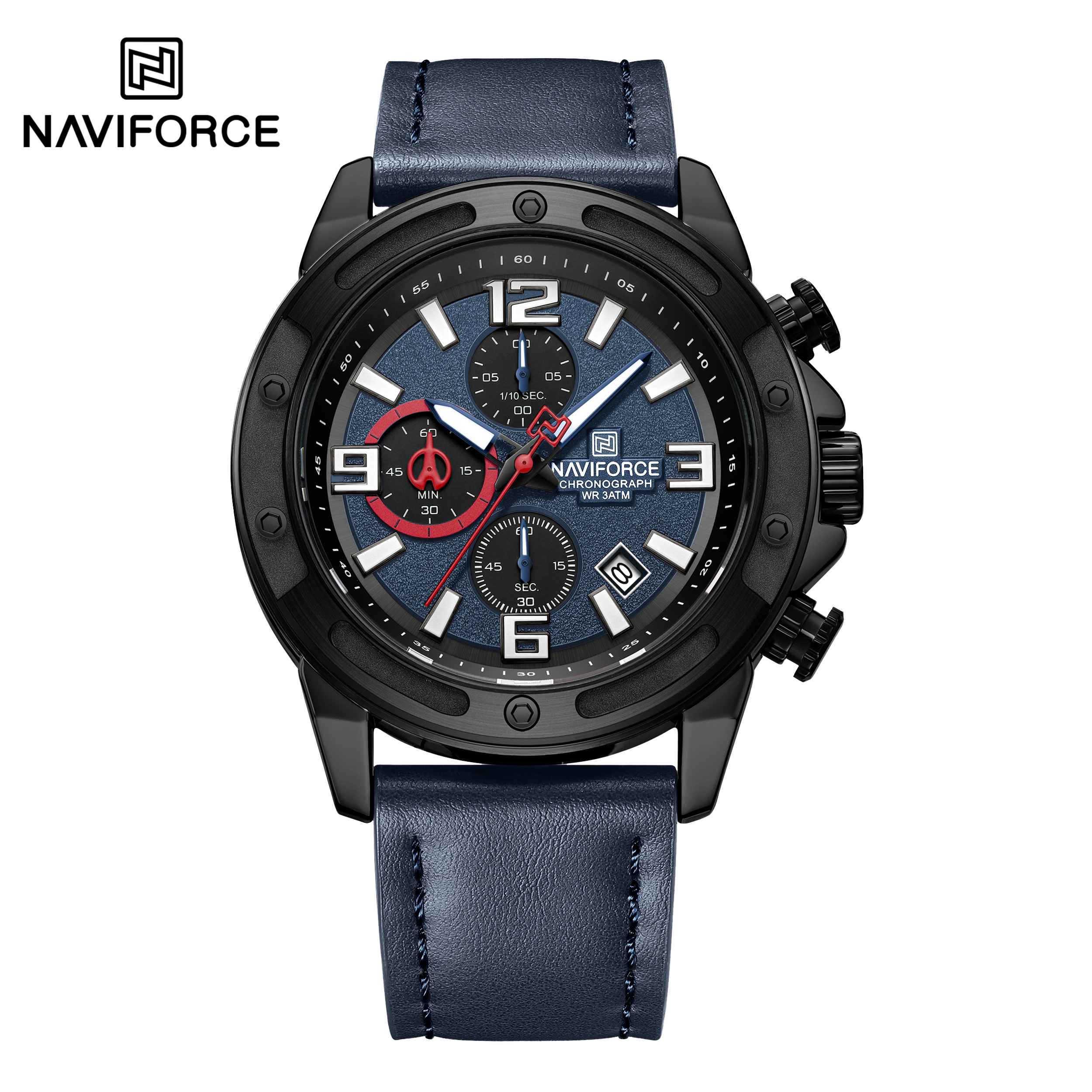 ساعت مچی مردانه نیوی فورس چرمی مدل NAVIFORCE 8074 - آبی