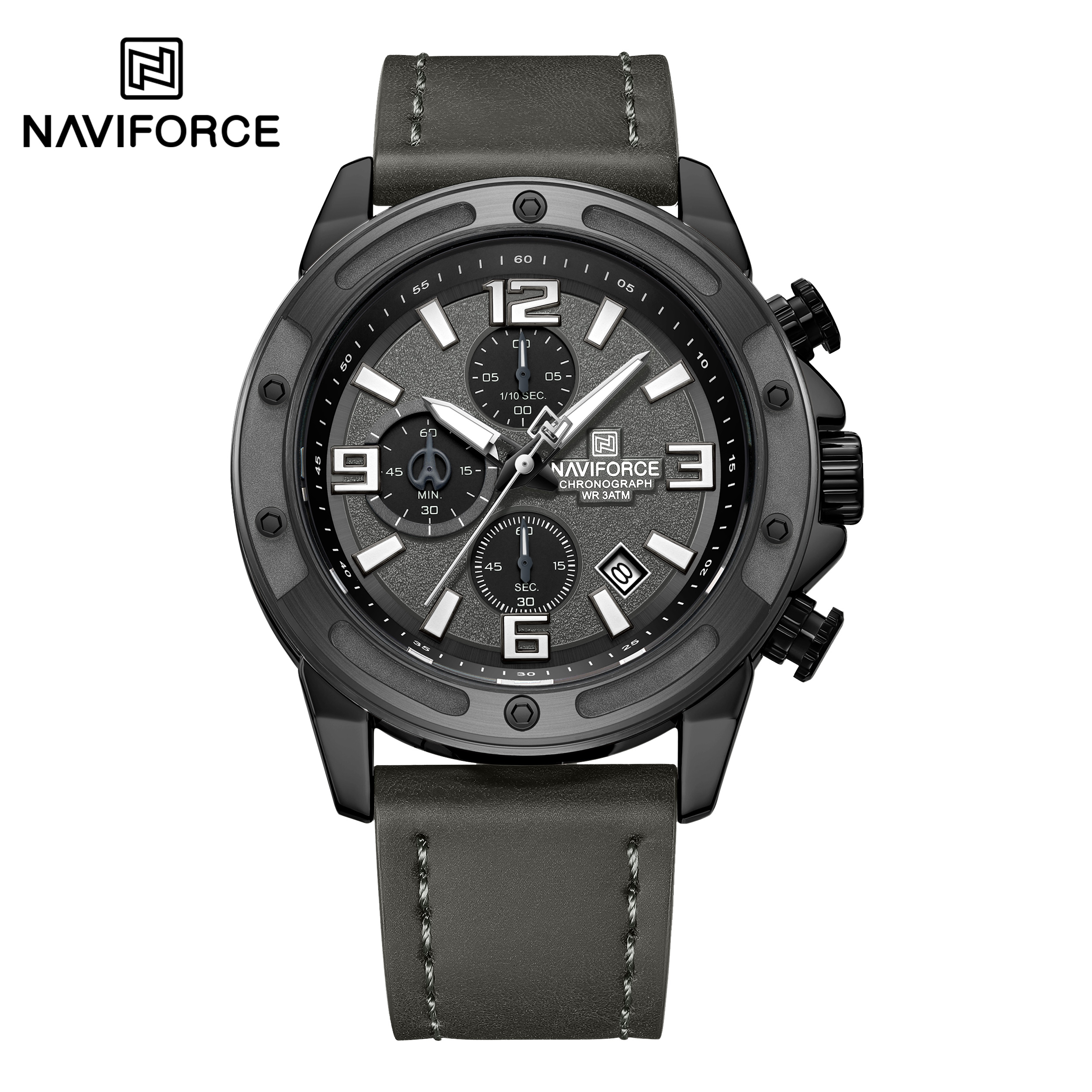 ساعت مچی مردانه نیوی فورس چرمی مدل NAVIFORCE 8074 - مشکی سفید