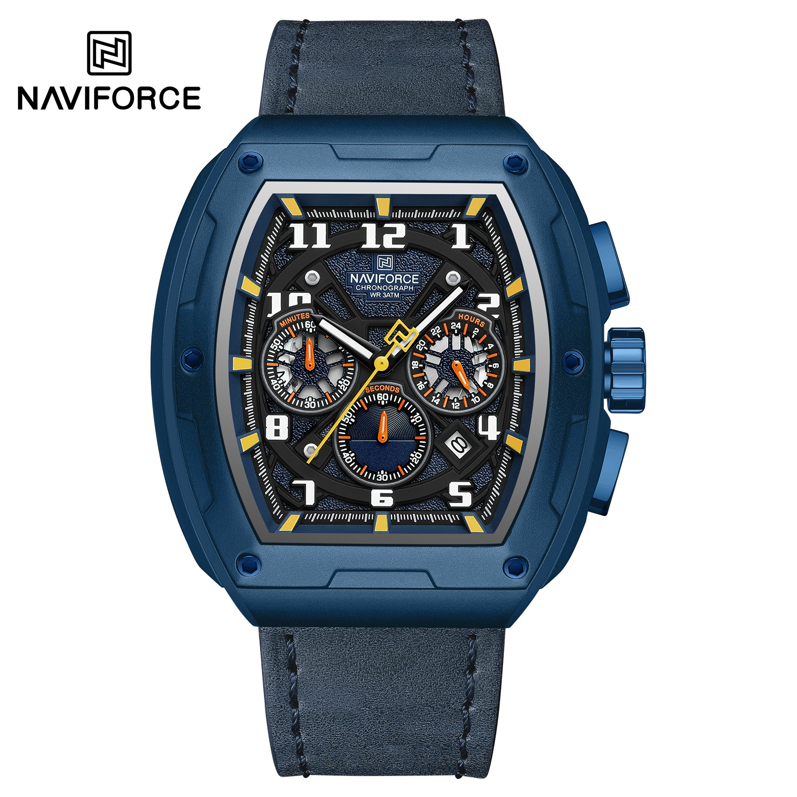 ساعت مچی مردانه نیوی فورس چرمی مدل NAVIFORCE 8053 - آبی