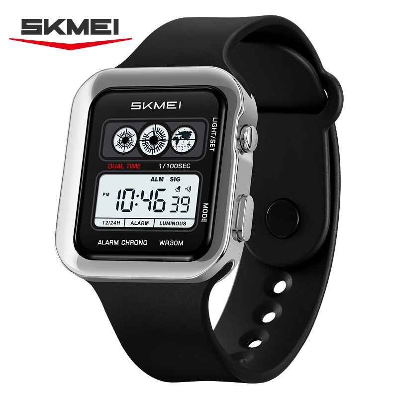 ساعت مچی مردانه اسکمی مدل SKMEI 2504 - نقره ای مشکی سیلیکون
