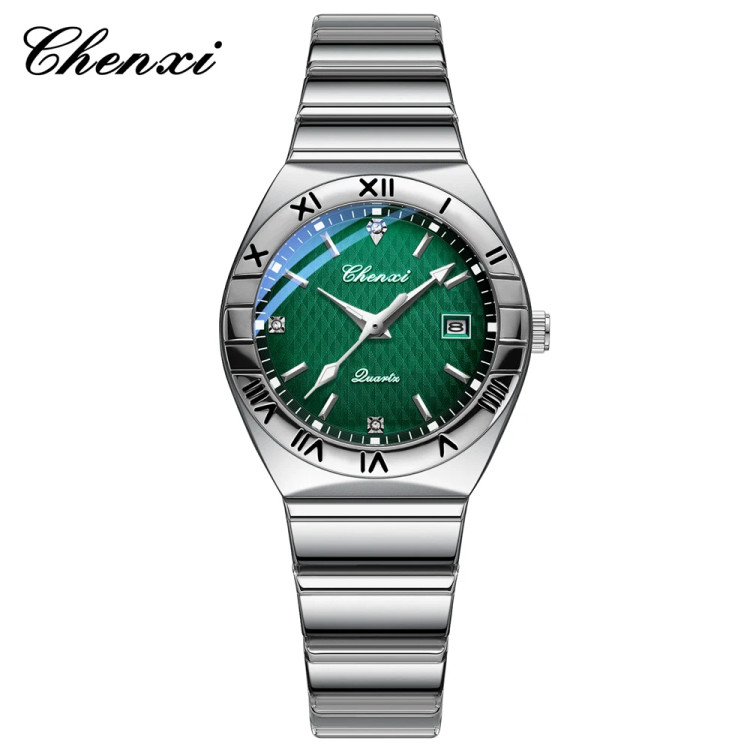 ساعت مچی زنانه چنکسی مدل CHENXI 640 - نقره ای سبز