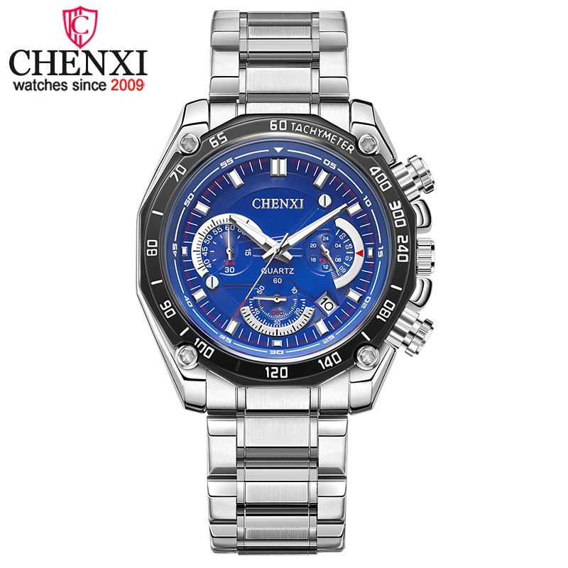 ساعت مچی مردانه چنکسی مدل CHENXI 929 - نقره ای آبی