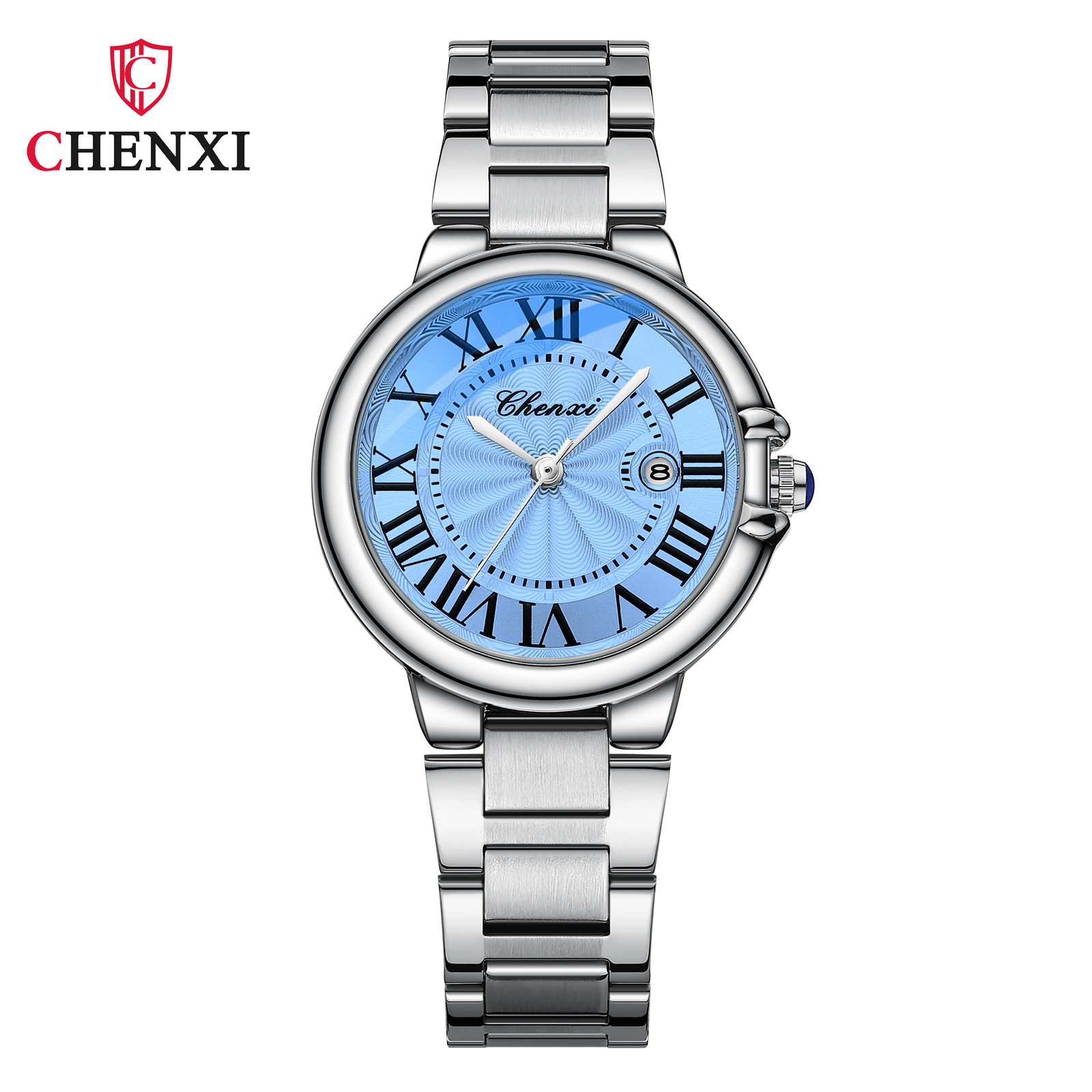 ساعت مچی زنانه چنکسی مدل CHENXI 039 - نقره ای آبی کم رنگ