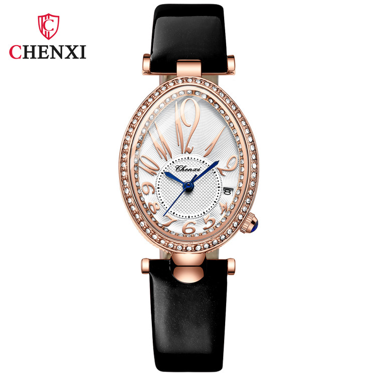 ساعت مچی زنانه چرم چنکسی مدل CHENXI 326 - مشکی