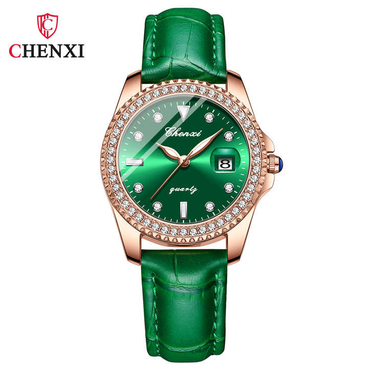 ساعت مچی زنانه چنکسی مدل CHENXI 385 - چرم سبز