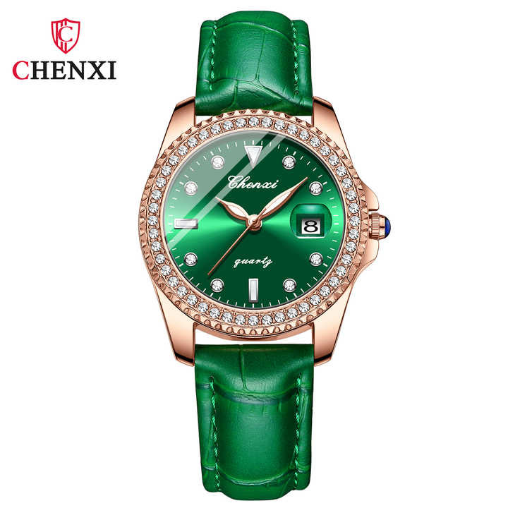 ساعت مچی زنانه چنکسی مدل CHENXI 385 - چرم سبز