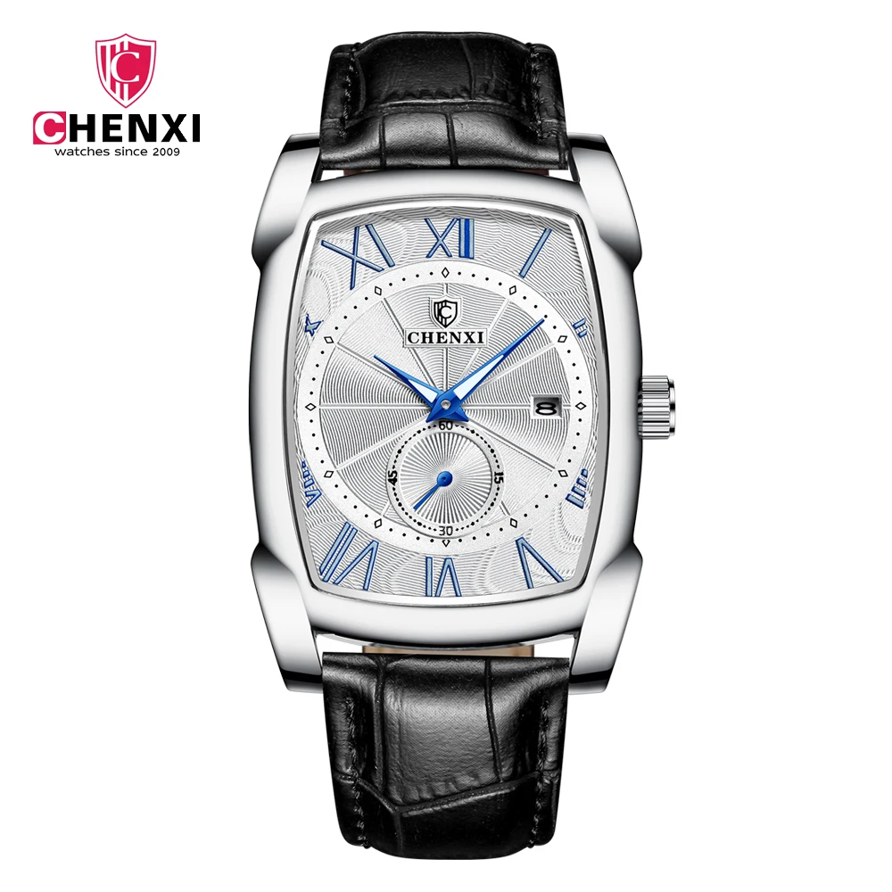 ساعت مچی مردانه چنکسی مدل CHENXI 8209 - نقره ای بند مشکی چرم