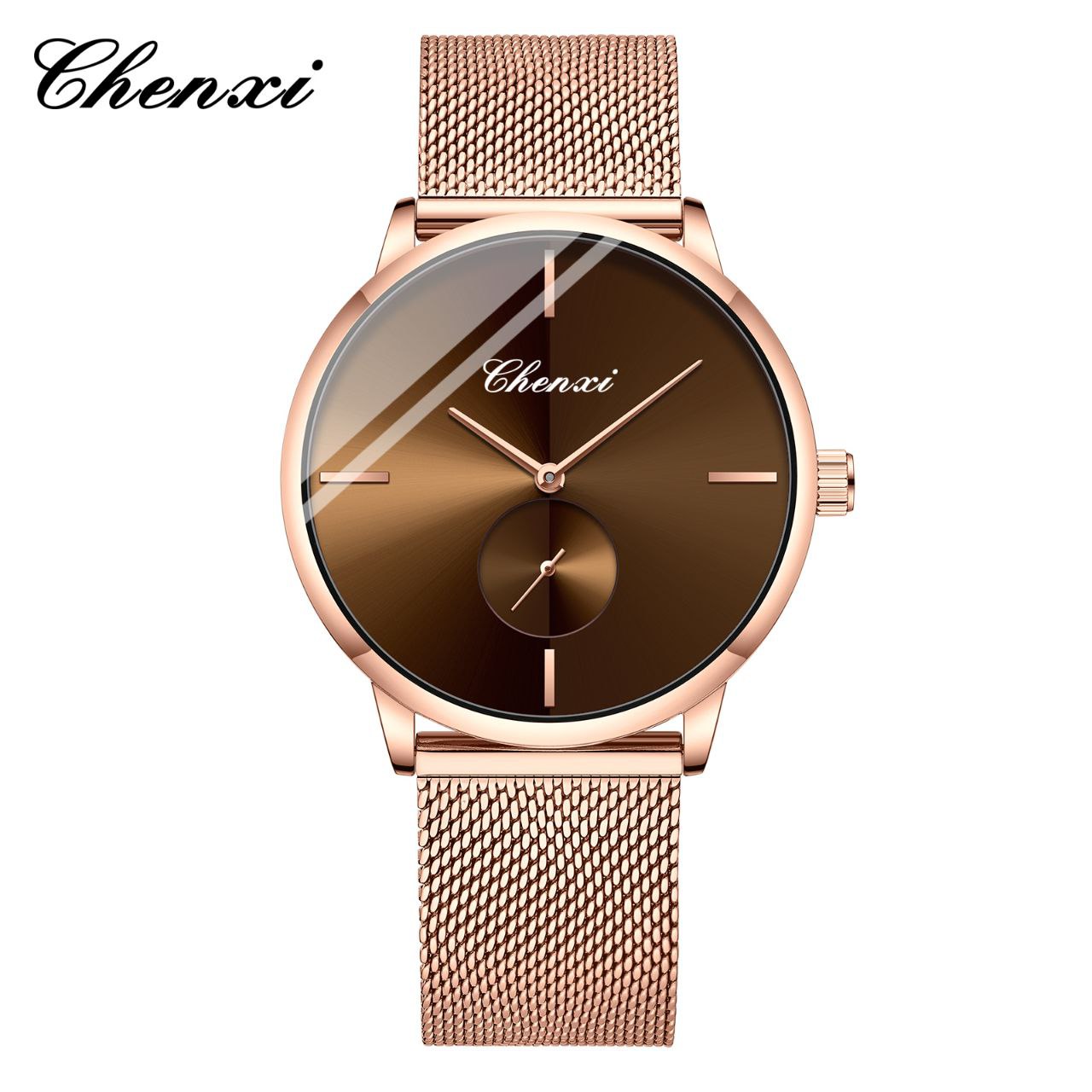 ساعت مچی مردانه چنکسی مدل CHENXI 061 - رزگلد قهوه ای