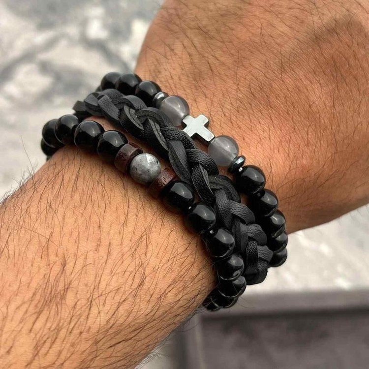 دستبند ۳لاین STONE {کد۱۰۸۳}