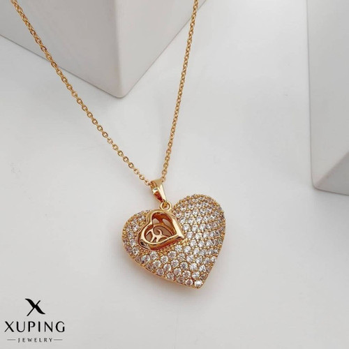 پلاک قلب نگین دار بزرگ ژوپینگ کد 3348