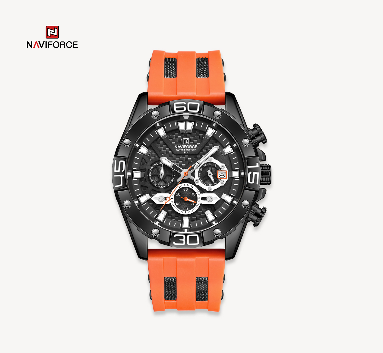 ساعت مچی مردانه نیوی فورس سیلیکونی مدل Naviforce 8019 - نارنجی