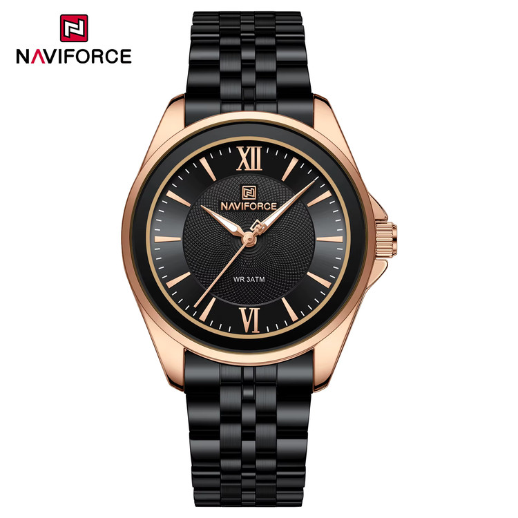 ساعت مچی زنانه NAVIFORCE 5067 - مشکی رزگلد