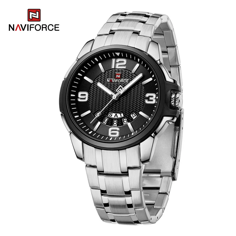 ساعت مچی مردانه استیل نیوی فورس مدل NAVIFORCE 9215 - نقره ای مشکی