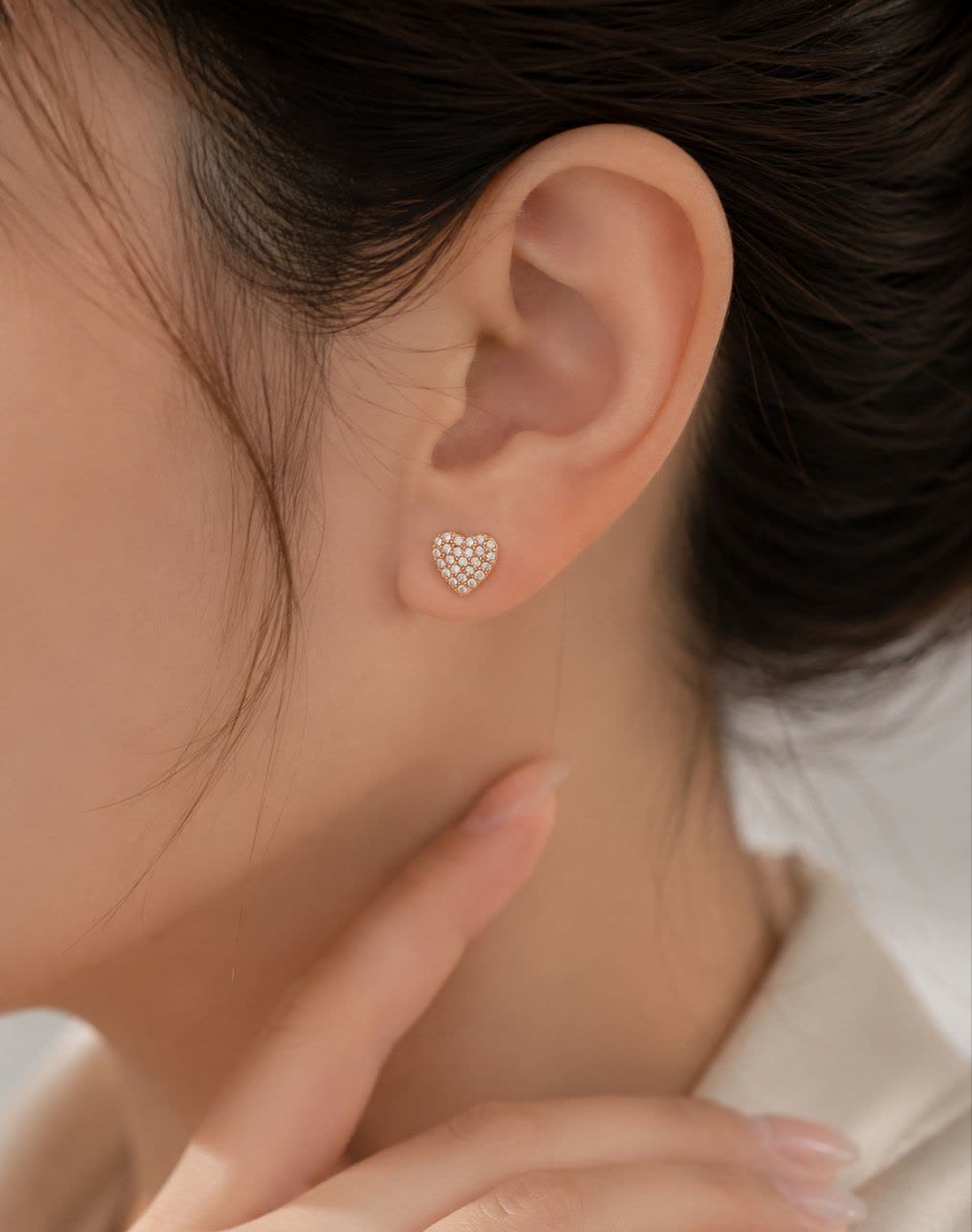 گوشواره قلبی نگین دار ژوپینگ کد 2145