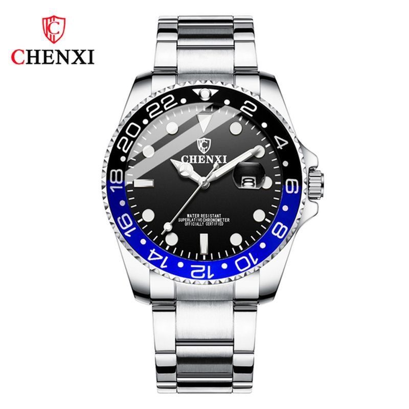 ساعت مچی مردانه چنکسی مدل CHENXI 085 - نقره ای مشکی آبی