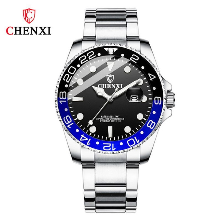 ساعت مچی مردانه چنکسی مدل CHENXI 085 - نقره ای مشکی آبی