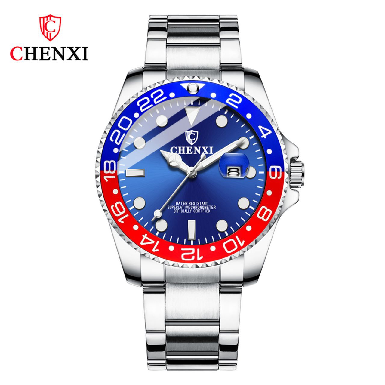 ساعت مچی مردانه چنکسی مدل CHENXI 085 - نقره ای قرمز آبی