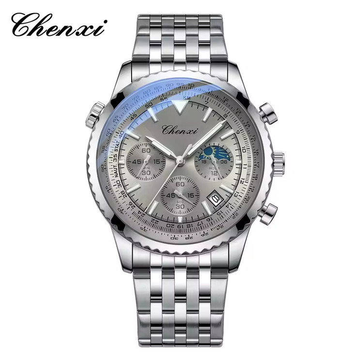 ساعت مردانه چنکسی CHENXI 928 - نقره ای خاکستری استیل