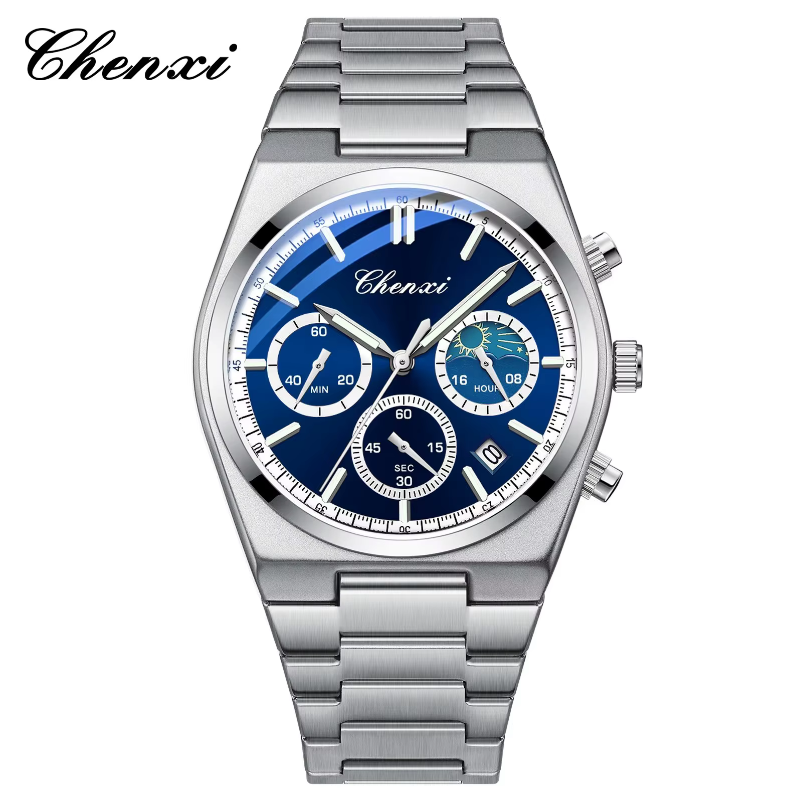 ساعت مچی چنکسی CHENXI 983 - نقره ای آبی
