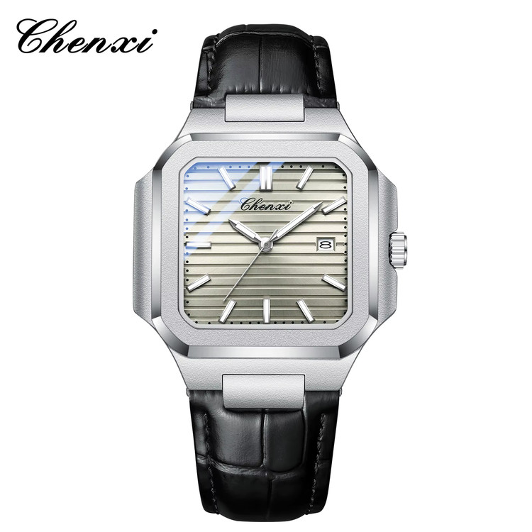 ساعت مچی مردانه چنکسی مدل CHENXI 8266 - خاکستری چرم