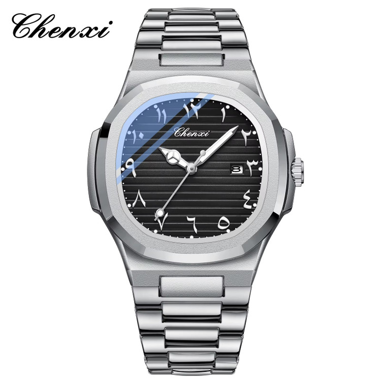 ساعت مچی مردانه چنکسی مدل CHENXI 6123 - نقره ای مشکی